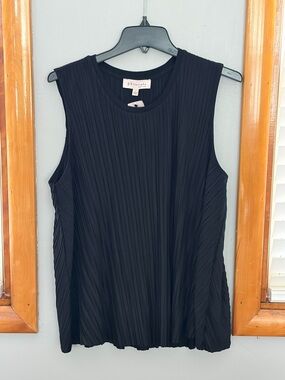Philosophy Black Pleated Sleeveless Tank